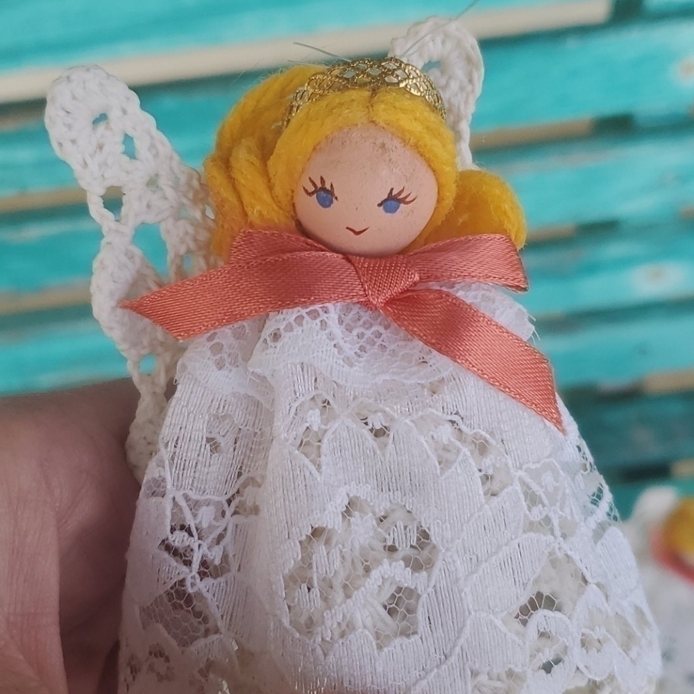 Vintage Angel Christmas Tree Topper and Ornaments - Picture 2 of 4